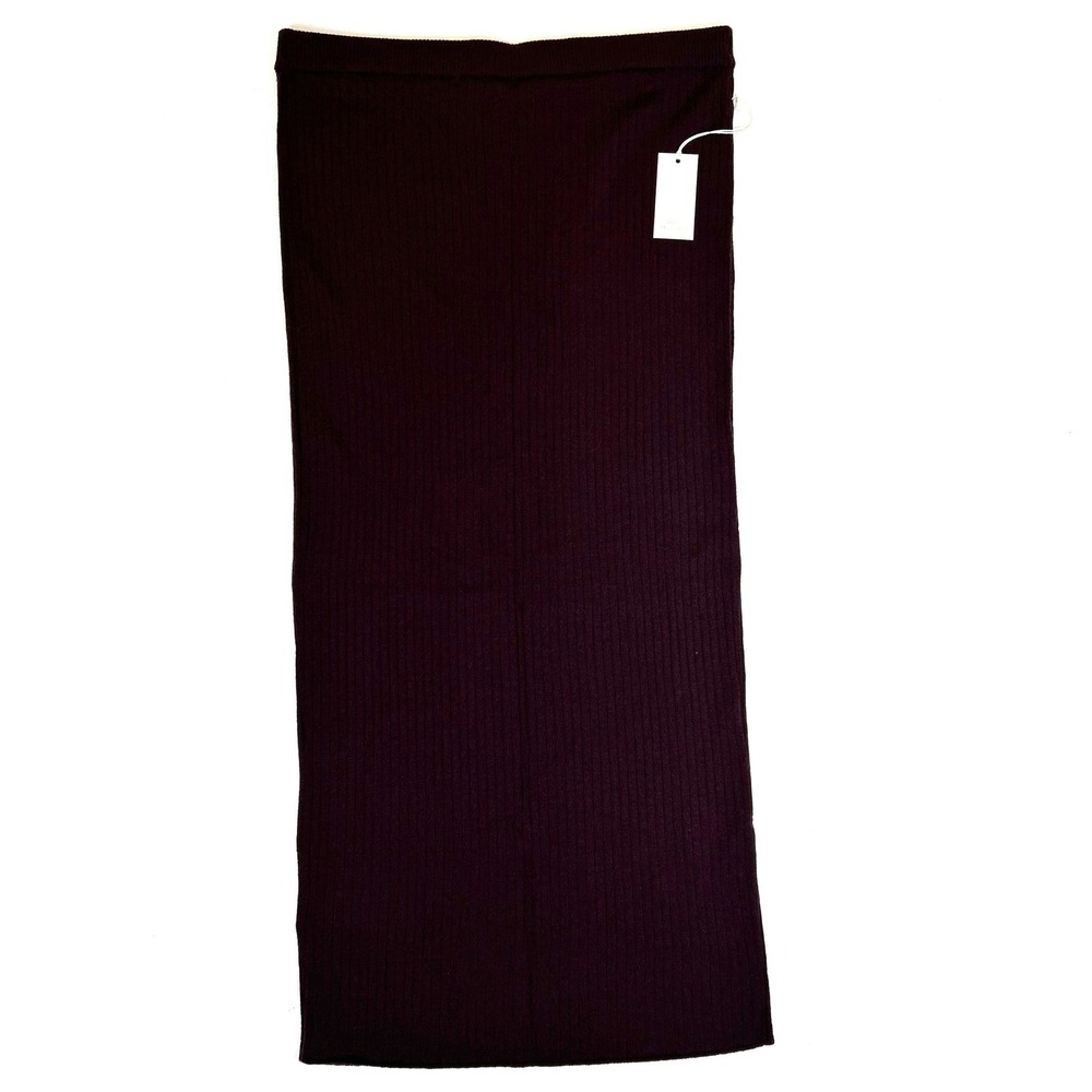 Abercrombie & Fitch 100% Merino Wool Ribbed Maxi Skirt Burgundy Plum Medium NWT